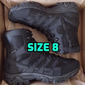 New Merrell Moab 2 8" Tactical Waterproof Side-Zip Black Boot, Size 8